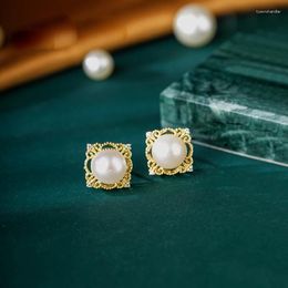 Boucles d'oreilles SA SILVERAGE 2023 rondes pour femmes, bijoux en argent Sterling 925 pour perle