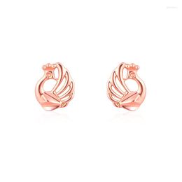 Boucles d'oreilles SA SILVERAGE Version coréenne 14K or Rose paon petits clous 18K blanc femmes 9K bijoux pour femmes