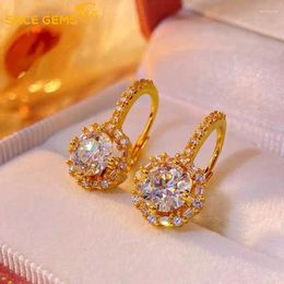 Stud -oorbellen Sace Gems Luxe GRA gecertificeerd 1CT Moissanite Drop voor vrouwen 925 Sterling Silver Diamond Ear Clip Fijne sieraden