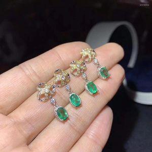 Pendientes de tuerca Venta Exquisito Elegante Pendiente de piedras preciosas de esmeralda verde Joyería de plata para mujer Gema natural real Regalo de banquete para fiesta de cumpleaños