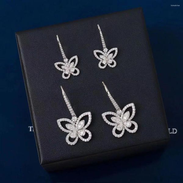 Boucles d'oreilles à clous pour femmes, cadeaux de qualité supérieure, marque tendance classique européenne, bijoux de luxe, goutte papillon, cadeau d'anniversaire, 2024