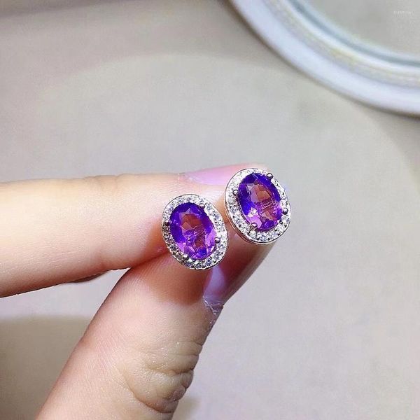 Pendientes de tachuelas Venta Cristal de plata 5 mm 7 mm VVS Grado Amethyst 925