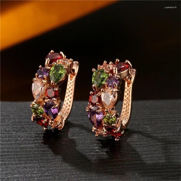 Boucles d'oreilles Sansango luxe strass couleur or Rose Flash CZ Zircon boucles d'oreilles colorées femmes bijoux cadeaux Brincos