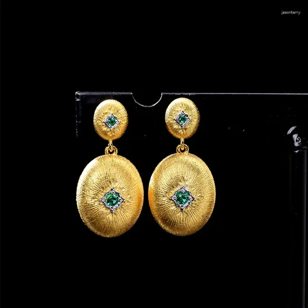 Boucles d'oreilles à clous pour femme, série Scolpito, haricot doré, style rétro européen et N Court, fil brillant, plaqué argent S925