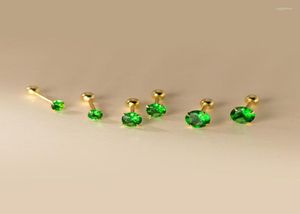 Boucles d'oreilles à vis pour femmes, en argent Sterling 925, Zircon vert, 3, 4, 5MM, cadeau de noël, accessoires bijoux, tendance 4235920