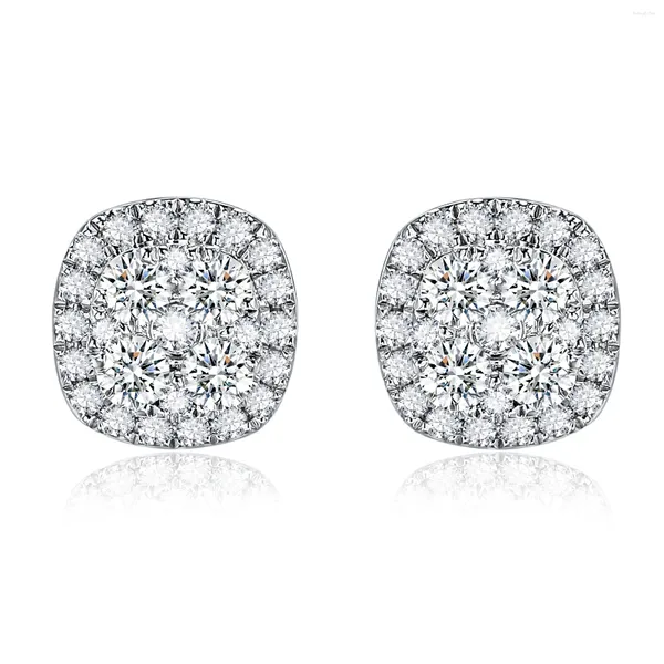 Pendientes SEASKY Pure 925 Plata Moissanite Square Studs 0.4ct D Color Sparkling VVS1 Party Diamond Pendiente para joyería fina