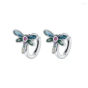 Stud -oorbellen Zelfproduct in 925 Sterling Silver Original Certified Dragonfly For Women Halloween Gift Girl