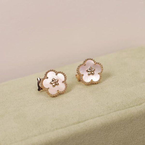 Boucles d'oreilles vendant une fleur de prune fritillaria blanche 925 Bijoux de mode pour femmes en argent sterling