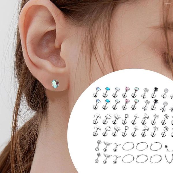 Ensemble de boucles d'oreilles en acier inoxydable pour femmes, anneaux de nez, d'os, de lèvres, de Piercing, bijoux pour filles, clous de Cartilage