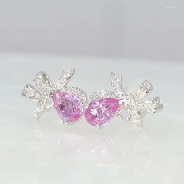 Boucles d'oreilles SFL2023, bijoux en or 18 carats, pierres précieuses en saphir rose Padparadscha, diamants naturels, 0,76 ct, pour femmes