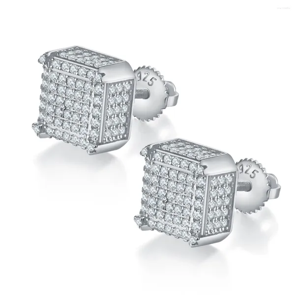 Pendientes de tuerca SGARIT Moissanite Jewelry 925 Plata de ley 1.08CT Total VVS1D Ajuste de pavé de diamantes para mujer