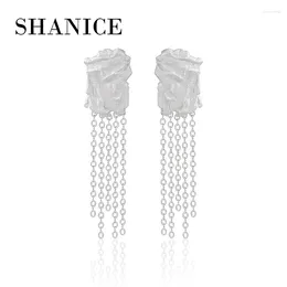 Boucles d'oreilles Shanice S925 STERLING Silver Chain Irrégulaire Anneaux géométriques ouverts Adivable pour les femmes Contrôles de fête à l'échelle Wide