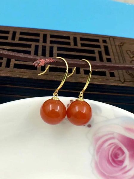 Boucles d'oreilles SHILOVEM 18K or jaune véritable naturel sud rouge AGATE bijoux fins plante de mariage cadeau de noël YZE9.59.5NH