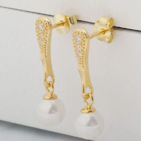 Pendientes de tuerca que brillan, belleza elegante con pendiente de perla para mujer, joyería de plata de ley S925 auténtica, regalo de cumpleaños para mujer y niña