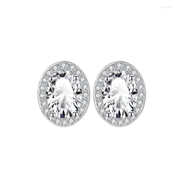 Pendientes de tuerca brillantes para mujer, 1 huevo de moissanita de 1CT con certificado GRA, joyería de plata S925, regalo de cumpleaños para fiesta de aniversario de boda