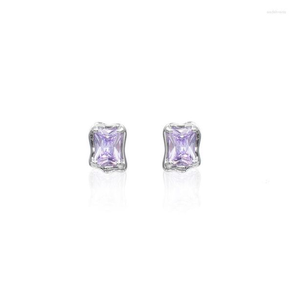 Brincos Stud Brilhante Zircão Dream Light Purple Brinco Quadrado Redondo Cristal Fake Piercing Para Mulheres Jóias de Casamento Presente de Natal