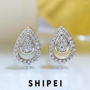 Boucles d'oreilles SHIPEI Solid 925 Sterling Silver White Sapphire Gemstone Wedding Engagement Fine Jewelry For Women Pear Ear Studs Gifts