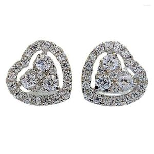 Pendientes de tachuelas Shop 925 Sterling Silver High Carbon Diamonds Gemstone Love Heart Studs For Women Fiesta de boda Fina Joyería