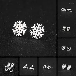 Stud Oorbellen Shuangshuo Kleine Kerst Sneeuwvlokken 925 Sterling Zilver Voor Vrouwen Retro Geometrische Sieraden Party Gift