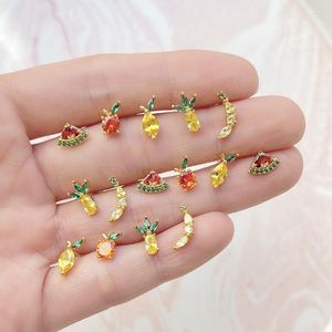Stud -oorbellen Zichtaccessoires Kristallen fruit voor vrouwen schattige kersen ananas druiven cadeau klein