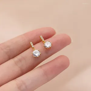 Boucles d'oreilles à tige en argent 925 pour femmes et filles, en Zircon, mode quotidienne, suspension courte