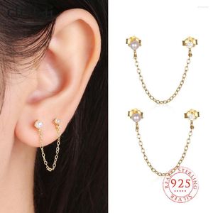 Boucles d'oreilles en argent 925 bijoux chaîne gland longue ligne d'oreille zircon cubique pour les femmes minuscule pendentif Cartilage Piercing