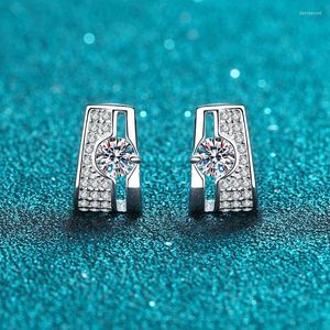 Stud -oorbellen zilver 925 Oorspronkelijke briljante snede diamanttest voorbij totaal 0,6 karaat d kleur moissaniet trapezoid edelsteen sieraden