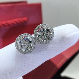 Boucles d'oreilles Silver 925 Test de diamant d'origine Past Round Brilliant Cut Total 4 Carat D Couleur Moisanite pour femmes Gemstone Jewelr230H