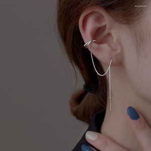 Boucles d'oreilles à tige couleur argent croix oreille manchette strass gland Piercing boucle d'oreille chaîne Clip à la mode femmes bijoux