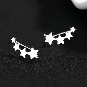 Pendientes de tuerca de Color plateado para niña, joyería de oreja pequeña de Metal con estrella Simple, accesorios bonitos, bisutería de compromiso para mujer