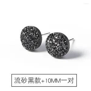 Stud -oorbellen zilveren oorstudies mannelijke mode zwarte alleenstaande mannen eenvoudige persoonlijkheid kristallen cluster gotische oorrang sieraden