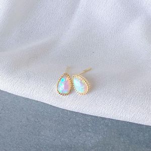 Stud -oorbellen zilver ingelegd waterdruppel kunstmatige opaal steen oor noppen voor vrouwen delicate mode romantisch feest bruiloft sieraden