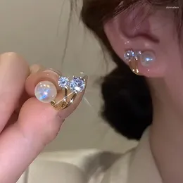 Ohrstecker Silber Nadel Perle Ohrclips für Frauen Strass Kristall Luxus Modeschmuck Party Geschenk