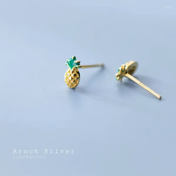 Boucles d'oreilles à goujons Bijoux de mode plaqués en argent mini 4 mmx7 mm en or Pineapple Girl's Gift For Women and Children Wesing Wear