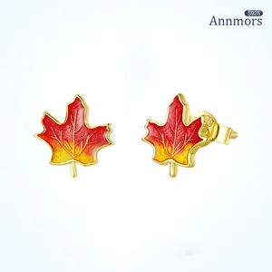 Boucles d'oreilles à tige argent plaqué or automne pour femmes boucle d'oreille bijoux cadeau feuilles d'automne Fine oreille Piercing