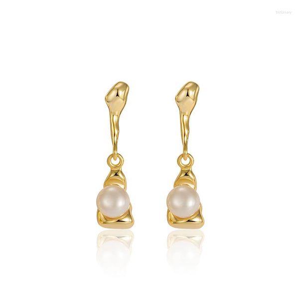 Pendientes de tuerca Plata de Ley 925 auténtica plateada, perlas naturales de agua dulce para mujer, pendiente de diseño Irregular, joyería fina Simple