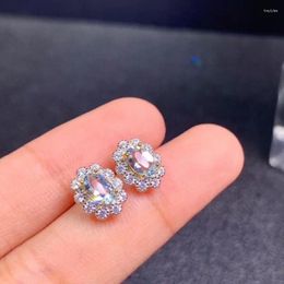 Boucles d'oreilles simples et atmosphériques pour femmes, bijoux en argent 925, aigue-marine, cadeau de fête de fiançailles