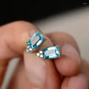 Oorknopjes Eenvoudig en elegant Lichtblauw Damespiercing Oor Briljante Zirkonia Bruiloft Verlovingsverklaring Sieraden