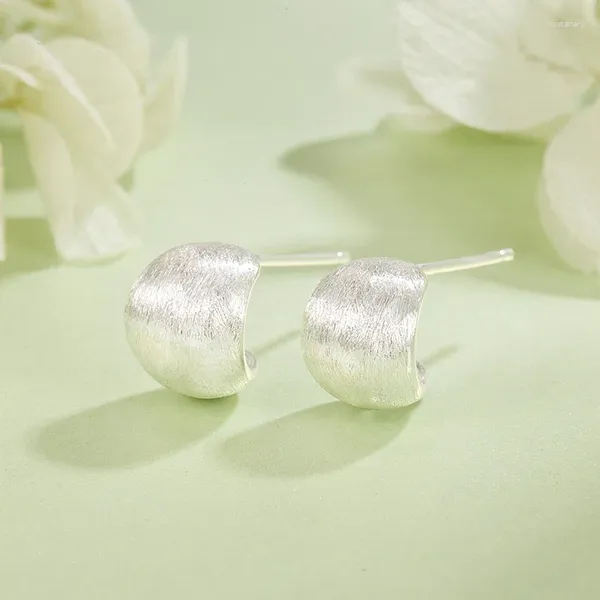 Pendientes de tuerca simples en forma de C cepillados para mujer, pendiente de plata 925 curvado europeo americano, joyería de alta gama KOFSAC