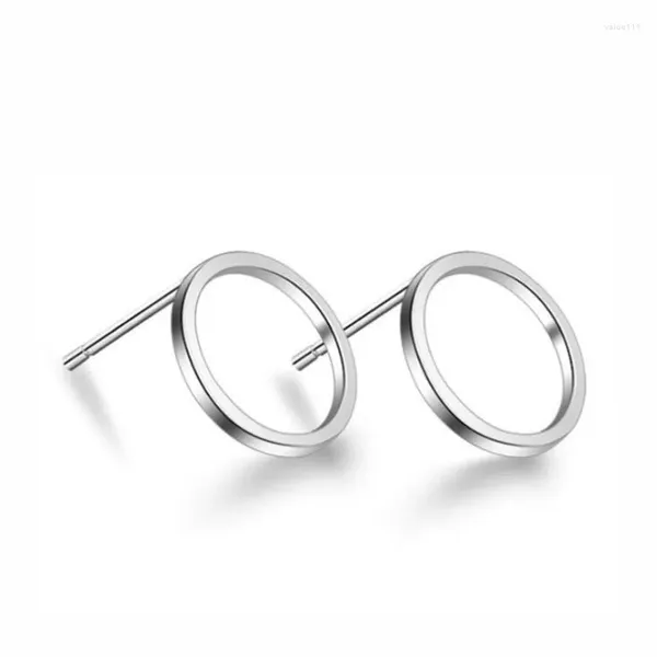 Boucles d'oreilles simples et compactes plaquées argent, bijoux creux, mode petit cercle géométrique exquis E139