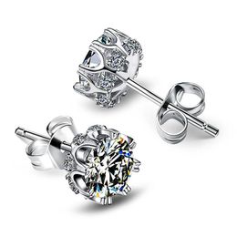 Stud -oorbellen eenvoudige kroon sneeuwvlok kubieke zirconia hiphop luxe geometrie zilveren kleur voor vrouwen sieradenfeestje