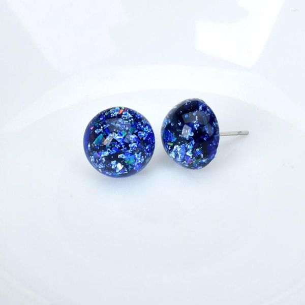 Boucles d'oreilles Simple mignon petit bonbon couleur géométrique rond femmes résine bijoux bleu blanc boucles d'oreilles accessoires féminins