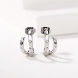 Boucles d'oreilles à tige Design Simple avec zircon cubique brillant accessoires d'oreille de mode moderne pour les femmes bijoux polyvalents Eh703