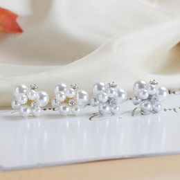Pendientes de tuerca para mujer, joyería geométrica de perla redonda exquisita Simple, anillo para compromiso, regalo de boda, pendientes con pasador