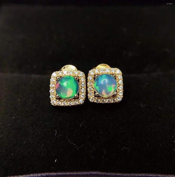 Boucles d'oreilles à clous Style de mode simple Boucles d'oreilles en opale naturelle et véritable Bijoux en argent sterling 925