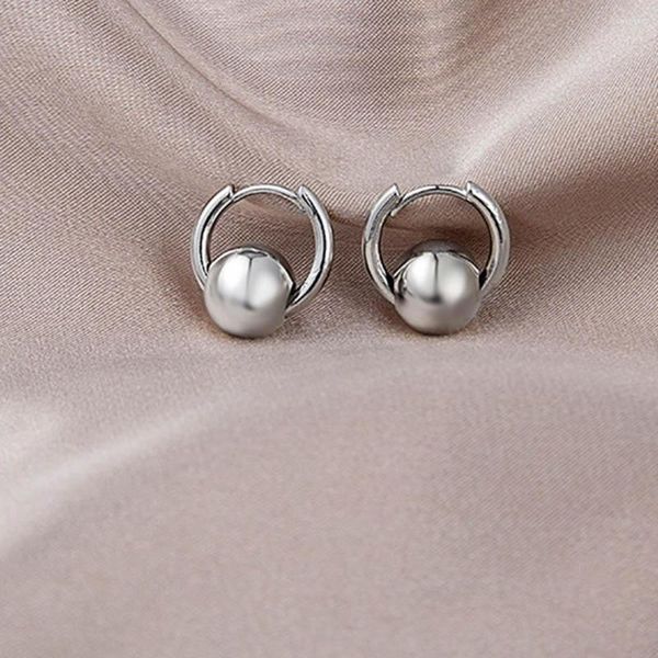 Boucles d'oreilles simples couleur or boule ronde pour femmes, bijoux en métal, petits cercles, accessoires de mode