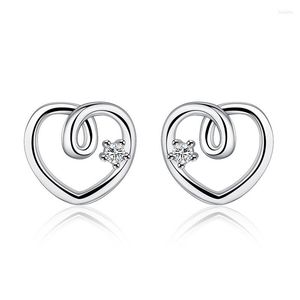 Stud -oorbellen eenvoudig hart voor vrouwen topkwaliteit zircon bruiloft oorrang sieraden trendy valentijnsdag brincos bijoux