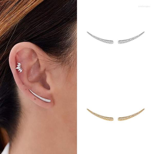 Boucles d'oreilles simples glacées zircone cubique Ins Style longue bande oreille Piercing Cartilage accessoires cadeaux pour femmes fille KBE483