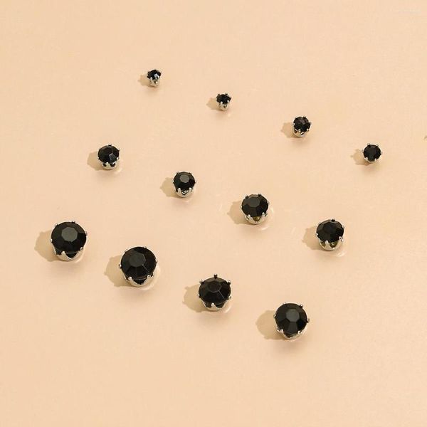 Pendientes de botón Joyas simples con bohemio Imitación oscura Negro Juego de 6 piezas para fiesta masculina femenina