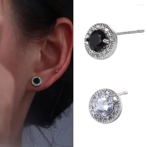 Stud -oorbellen eenvoudige luxe mini vintage coole kristal ronde mannen retro Koreaanse stijl oorman